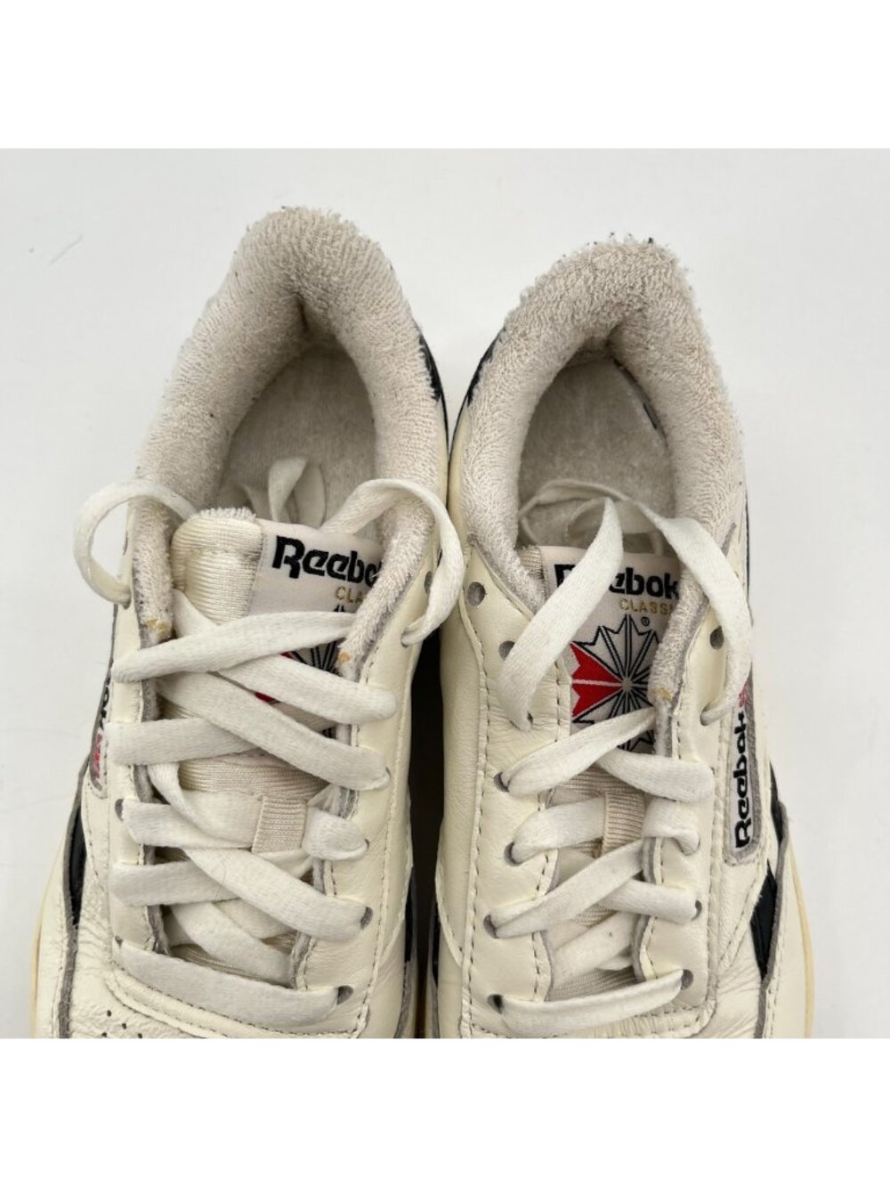 Reebok Club C Double Womens Size 5.5 Chalk Black Athletic Leather Shoes Sneakers - Picture 6 of 10